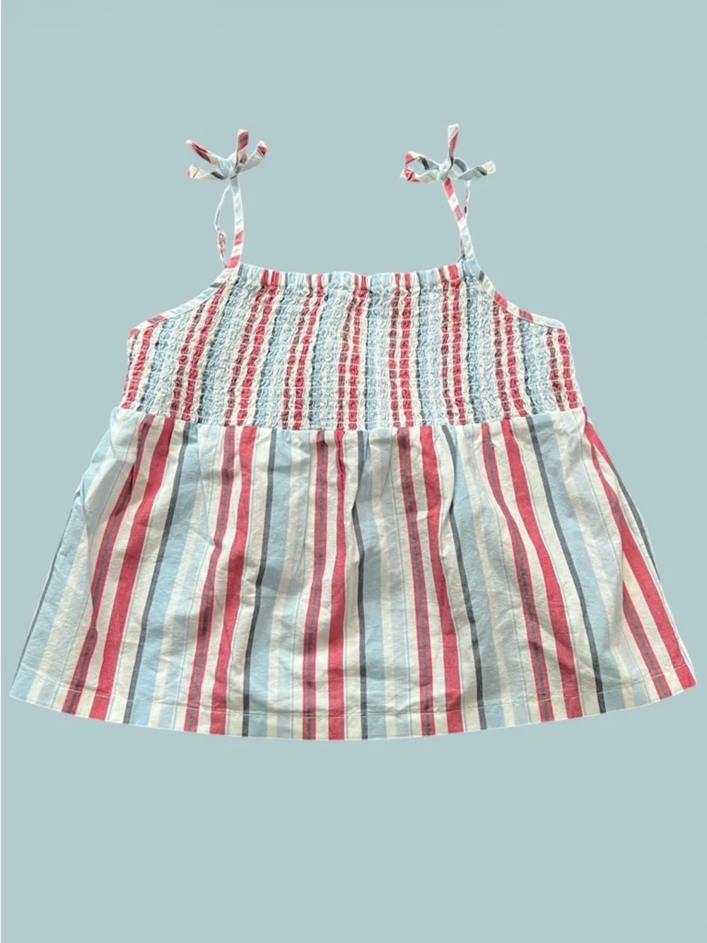 The Children's Place Pink & Light Blue Striped Smocked Tank